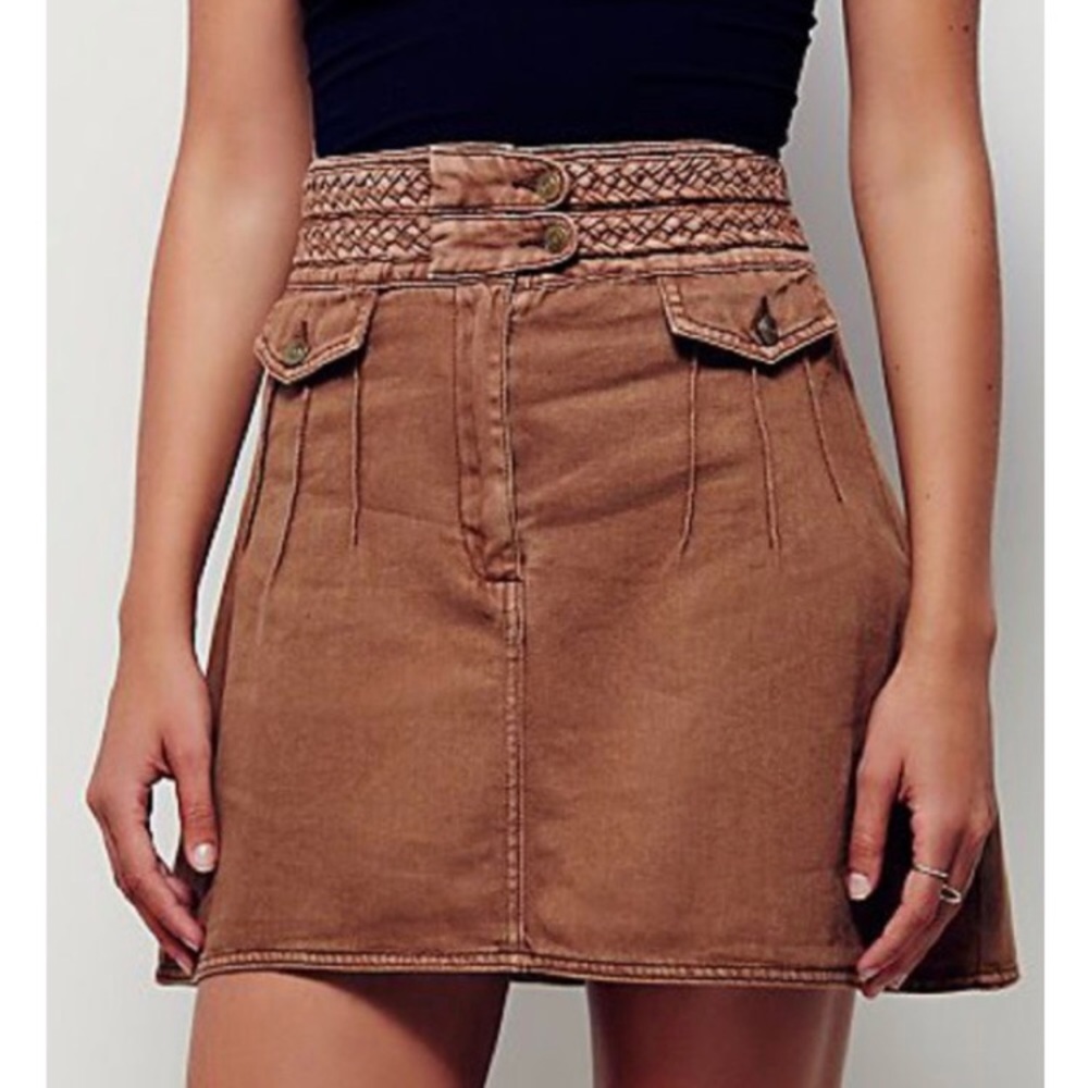 Braided Brown Jean Free People Skirt